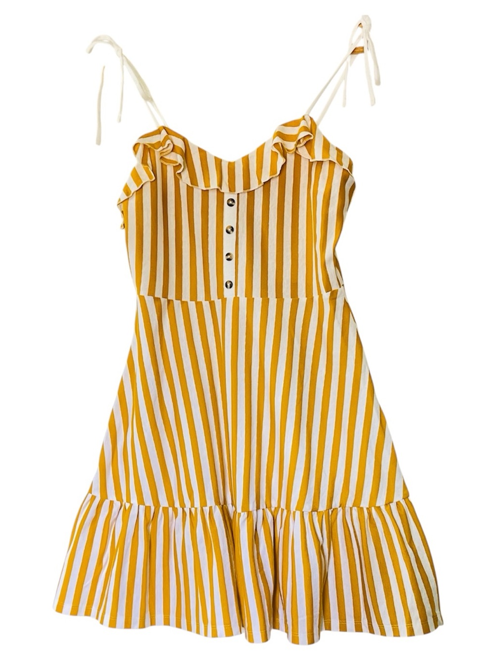 ASOS Mini mustard and white striped dress